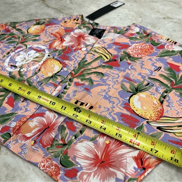 NWT LF The Brand | Hawaiian Button Down Crop‎ Top | Pink/Green | Size XS - Picture 6 of 12